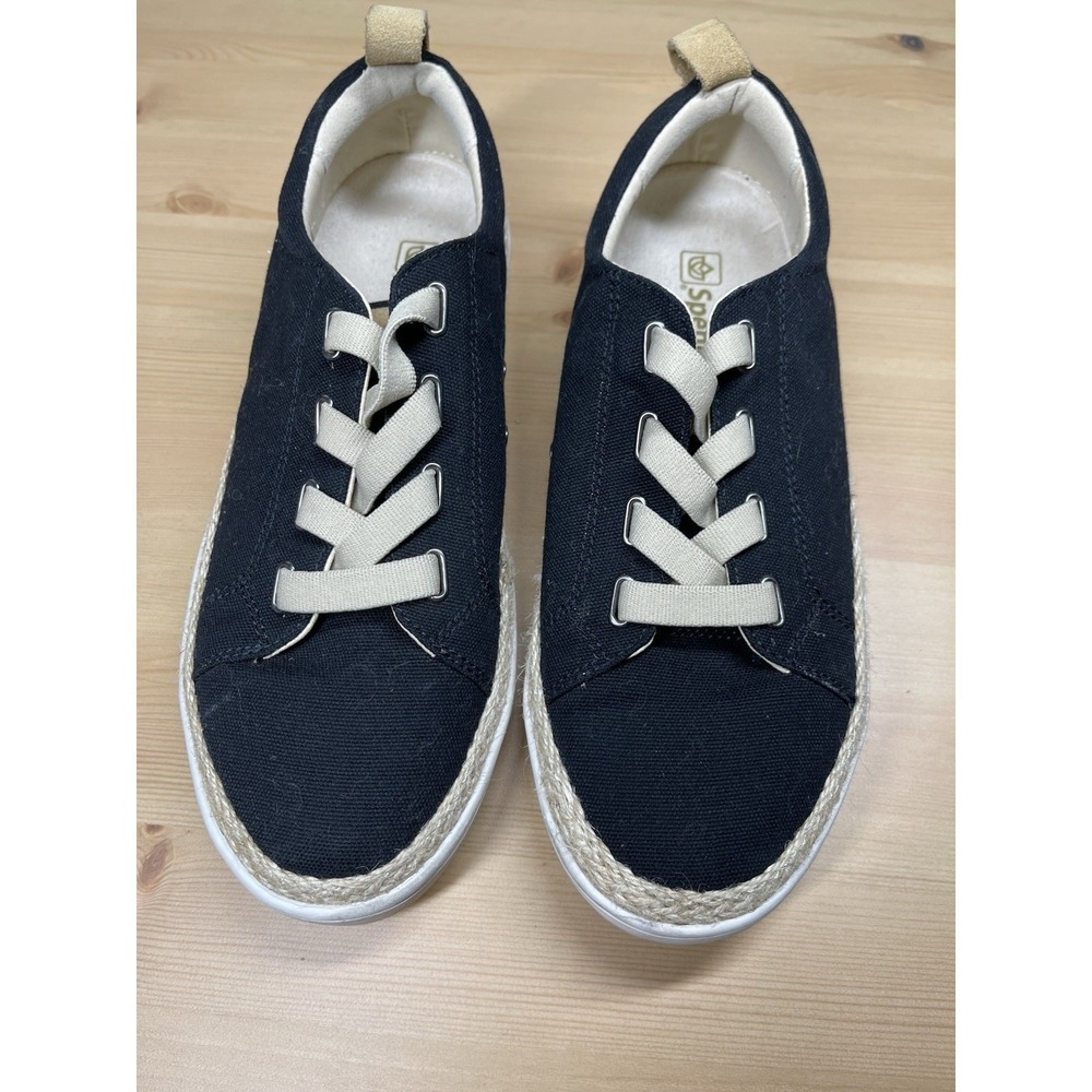 Spenco Women's Malibu Lace Up Comfort Sneakers Size 8 Minimal Beach Black
